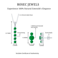 Natural Emerald Bar Necklace and Earring Set