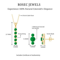 Natural Emerald Bar Necklace and Earring Set