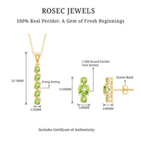 Round Cut Natural Peridot Bar Necklace and Earrings Set