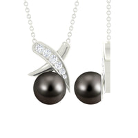 Tahitian Pearl and Diamond XO Necklace