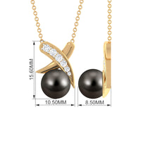 Tahitian Pearl and Diamond XO Necklace