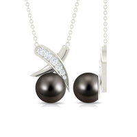 Tahitian Pearl and Diamond XO Necklace