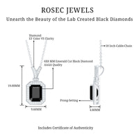 1.68 Carat Emerald Cut Lab Grown Black and White Diamond Vintage Necklace