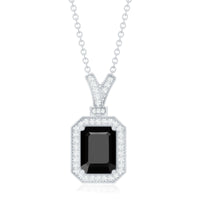 1.68 Carat Emerald Cut Lab Grown Black and White Diamond Vintage Necklace