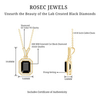 1.68 Carat Emerald Cut Lab Grown Black and White Diamond Vintage Necklace