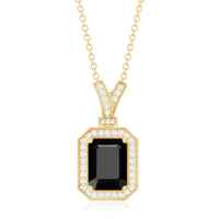 1.68 Carat Emerald Cut Lab Grown Black and White Diamond Vintage Necklace