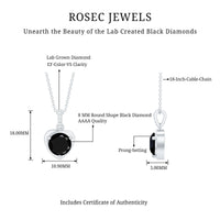 2 Carat Round Lab Created Black and White Diamond Solitaire Heart Necklace