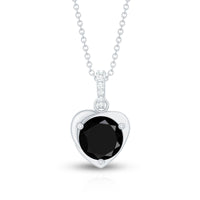 2 Carat Round Lab Created Black and White Diamond Solitaire Heart Necklace
