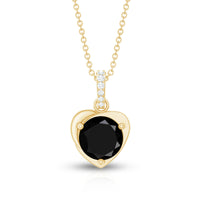 2 Carat Round Lab Created Black and White Diamond Solitaire Heart Necklace