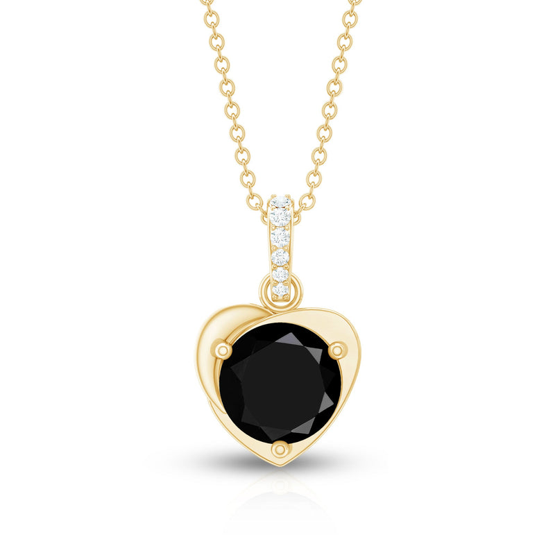 Round lab-created black and white diamond heart pendant necklace with 2 carats from Rosec Jewels, featuring a sparkling solitaire design.
