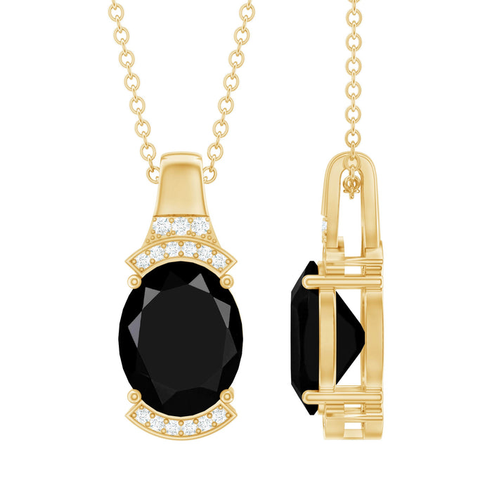 Lab grown black and white diamond vintage pendant necklace featuring a 4.2 carat Rosec Jewels design, elegant jewelry piece.