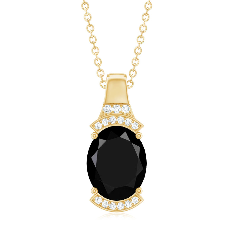 Lab grown black and white diamond vintage pendant necklace with 4.2 carats, by Rosec Jewels, showcasing intricate design and sparkling stones.