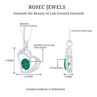 Lab Grown Emerald Heart Pendant Necklace with Diamonds
