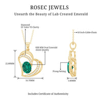 Lab Grown Emerald Heart Pendant Necklace with Diamonds