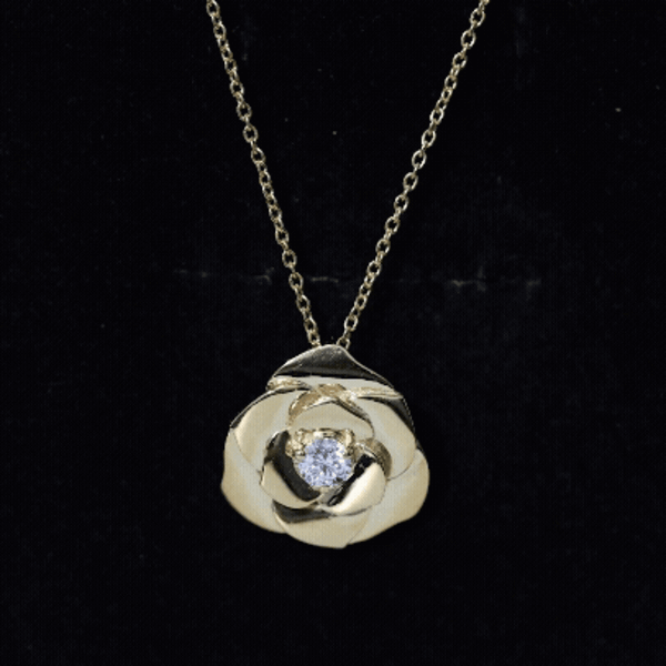 Lab grown diamond rose pendant necklace from Rosec Jewels featuring a yellow gemstone and elegant pendant design.