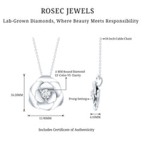 Certified Lab Grown Diamond Rose Pendant Necklace
