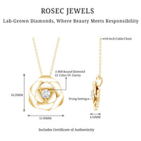Certified Lab Grown Diamond Rose Pendant Necklace