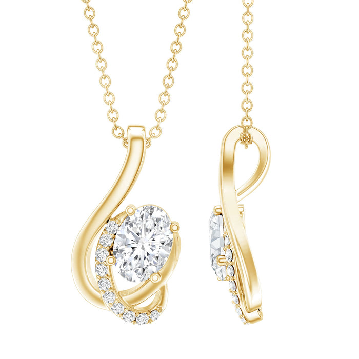 Oval-shaped lab-grown diamond pendant necklace by Rosec Jewels featuring a designer style on a delicate chain.
