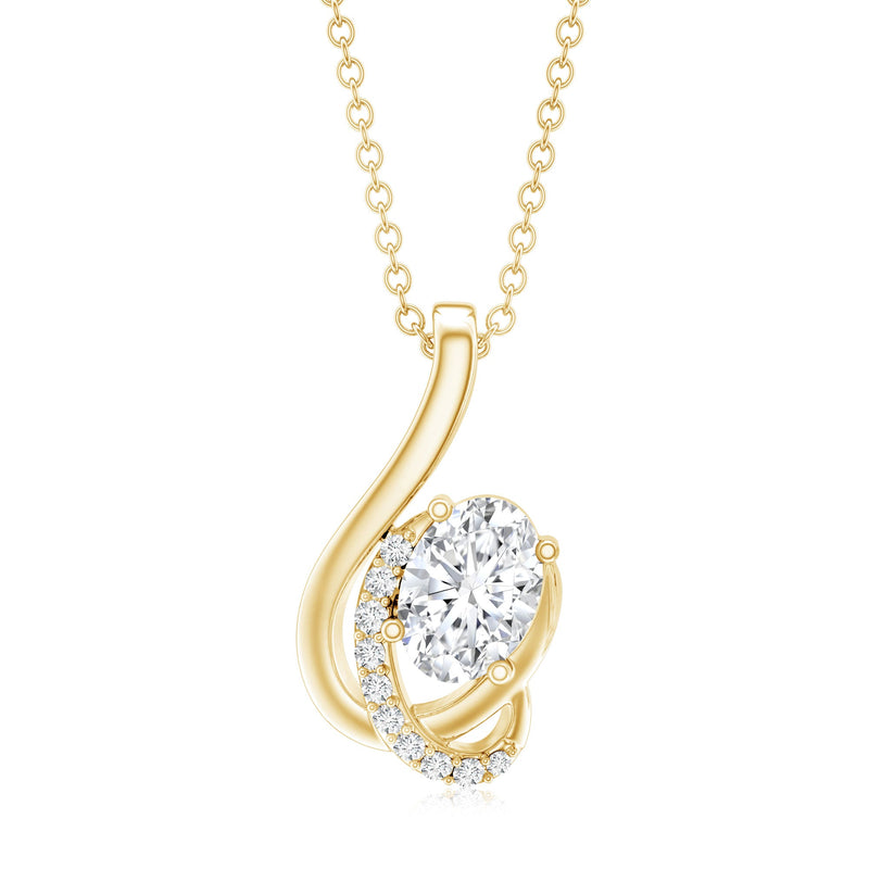 Oval-shaped lab-grown diamond pendant necklace by Rosec Jewels featuring a sleek, elegant design and sparkling gemstone centerpiece.