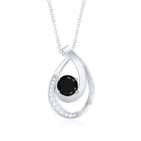 Certified Lab Grown Black and White Diamond Teardrop Necklace