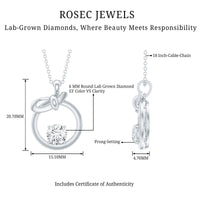 Round Lab Grown Diamond Open Circle Necklace with Bow