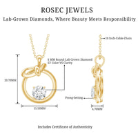 Round Lab Grown Diamond Open Circle Necklace with Bow