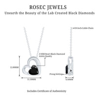 2.4 Carat Heart Lab Grown Black Diamond Solitaire Necklace