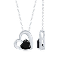 2.4 Carat Heart Lab Grown Black Diamond Solitaire Necklace