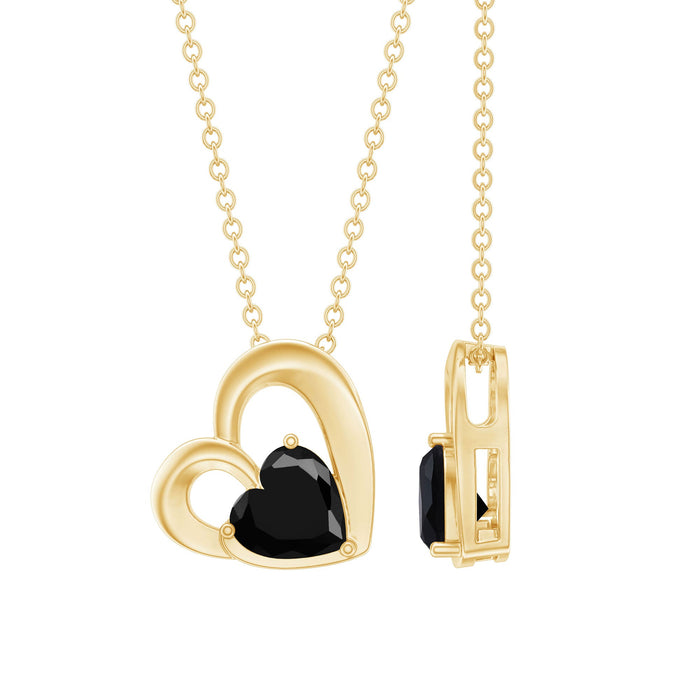 Black diamond heart pendant from Rosec Jewels, 2.4 carat lab-grown solitaire necklace, featuring a sparkling black diamond pendant.