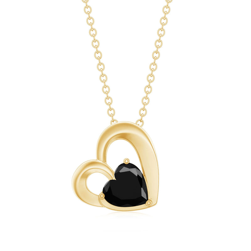 Heart-shaped lab-grown black diamond pendant necklace featuring a 2.4-carat solitaire by Rosec Jewels.