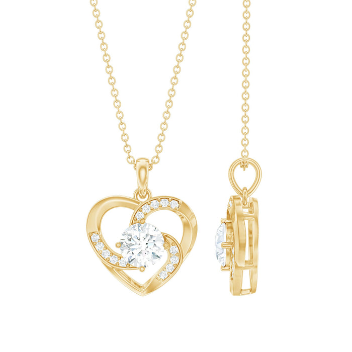 Lab grown diamond heart pendant by Rosec Jewels featuring a solitaire design, showcasing sparkling diamond in a delicate pendant setting.