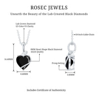 2.4 Carat Heart Lab Grown Black and White Diamond Solitaire Necklace