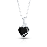 2.4 Carat Heart Lab Grown Black and White Diamond Solitaire Necklace