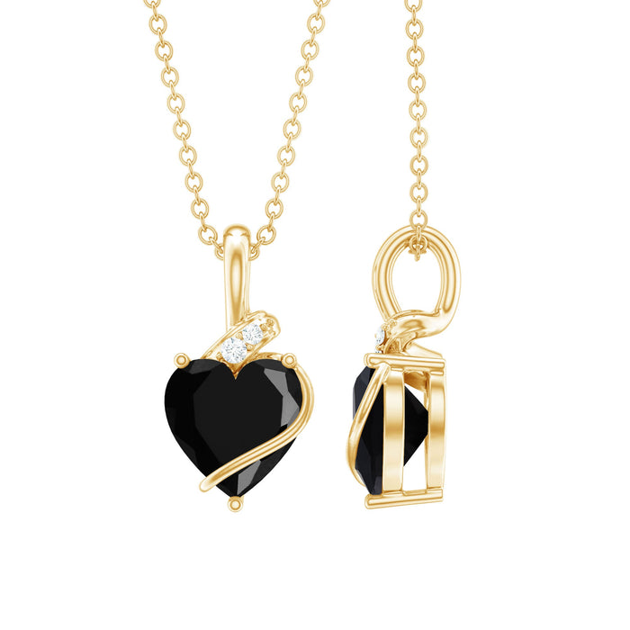 Heart-shaped lab-grown black and white diamond pendant necklace with 2.4 carats from Rosec Jewels, showcasing elegant jewelry design.