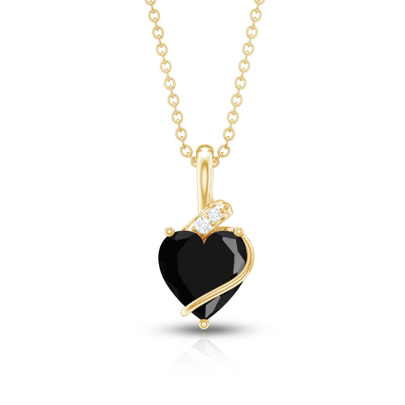 Heart-shaped lab-grown black and white diamond pendant necklace by Rosec Jewels featuring a 2.4 carat solitaire design.