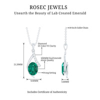 Certified Lab Grown Emerald Pendant Necklace with Diamond Accent
