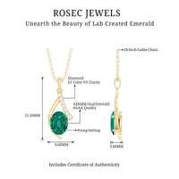 Certified Lab Grown Emerald Pendant Necklace with Diamond Accent