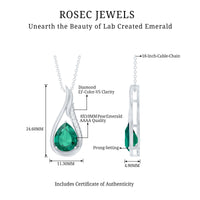 Certified Lab Grown Emerald Teardrop Necklace
