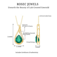 Certified Lab Grown Emerald Teardrop Necklace