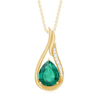 Certified Lab Grown Emerald Teardrop Necklace