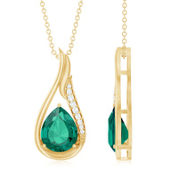 Certified Lab Grown Emerald Teardrop Necklace