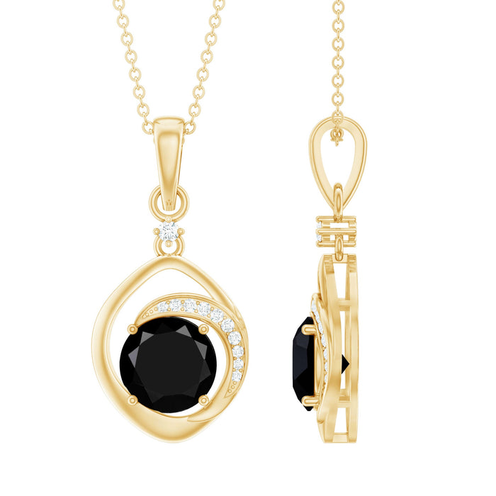 Lab grown black and white diamond drop pendant necklace by Rosec Jewels featuring a 2-carat certified diamond pendant.