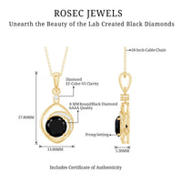 Certified 2 Carat Lab Grown Black and White Diamond Drop Necklace
