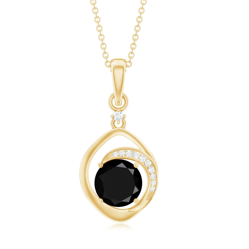 Lab grown black and white diamond drop pendant necklace by Rosec Jewels featuring a 2 carat certified gemstone design.