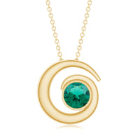 Lab Grown Emerald Solitaire Pendant Necklace