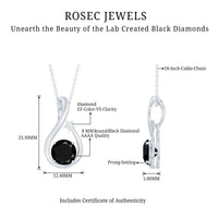 Womens Lab Grown Black and White Diamond Solitaire Star Drop Necklace