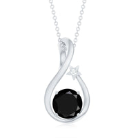 Womens Lab Grown Black and White Diamond Solitaire Star Drop Necklace