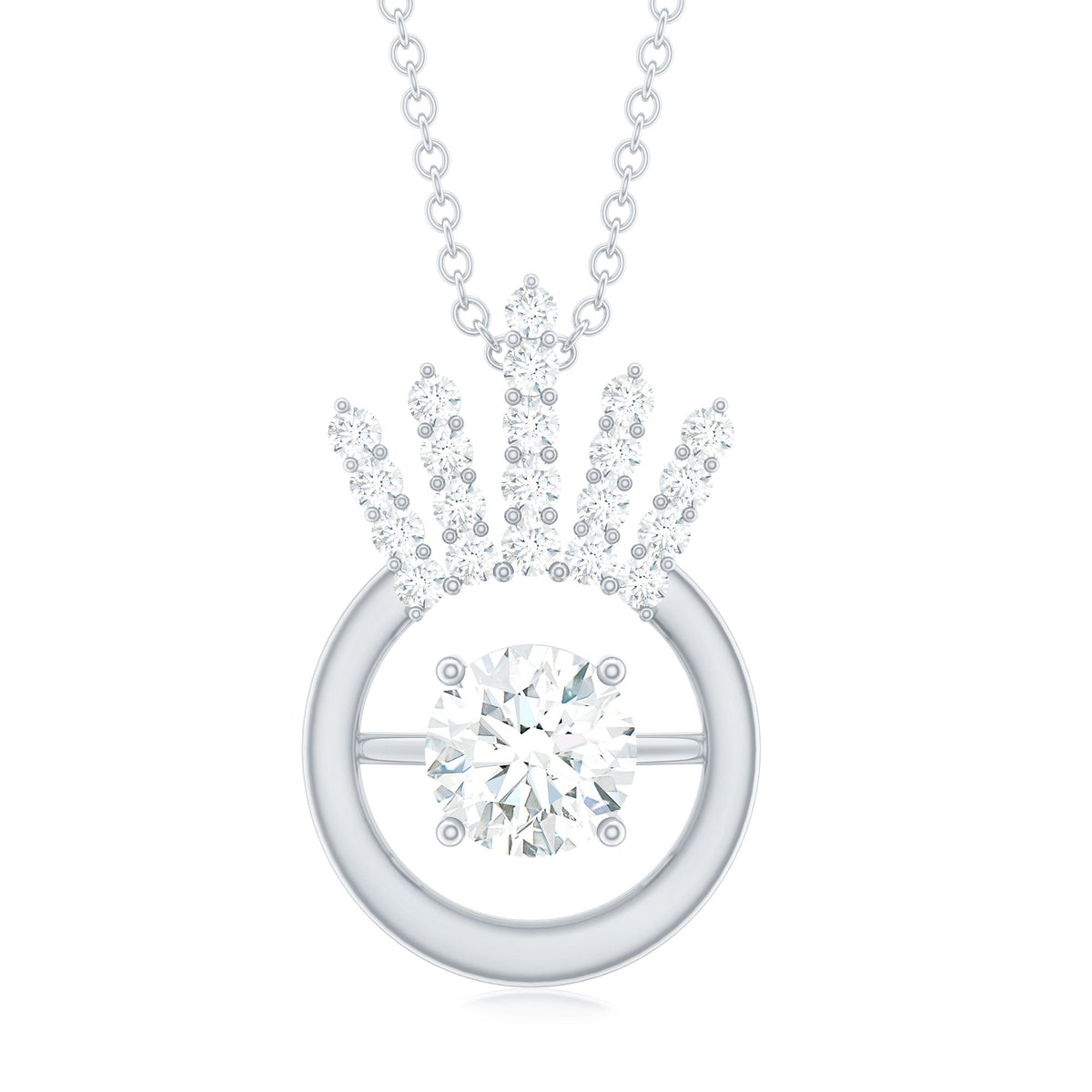 Designer Lab Grown Diamond Crown Necklace