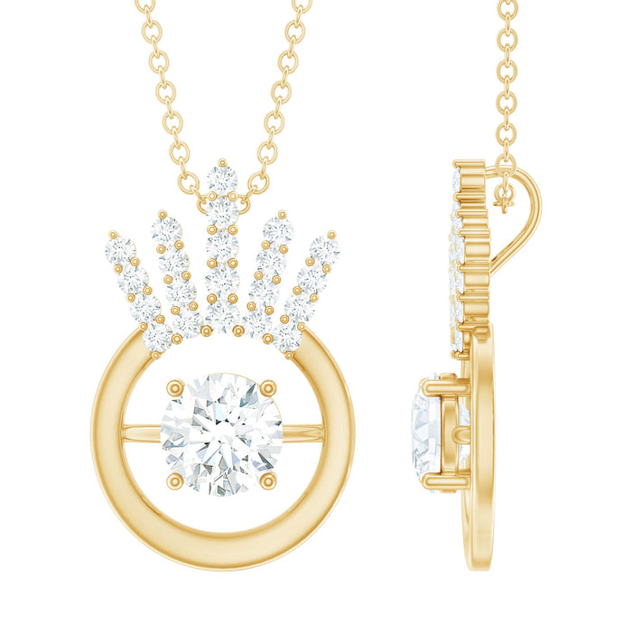 Rosec Jewels Designer Lab Grown Diamond Crown Necklace pendant with sparkling diamond crown design on a delicate chain.