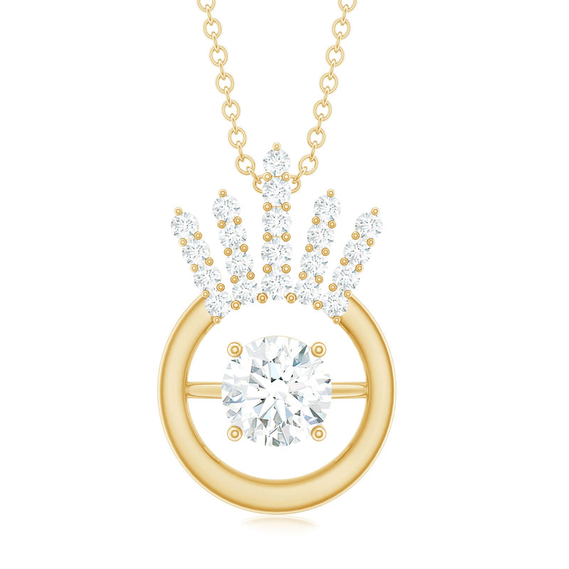 Rosec Jewels Designer Lab Grown Diamond Crown Necklace pendant with sparkling diamonds and intricate crown design.